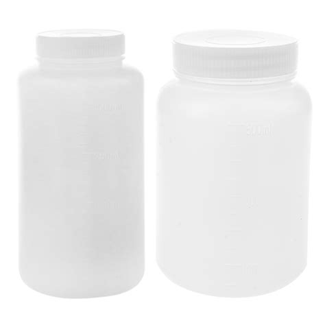2pcs Lab Plastic Bottle: 1pcs Laboratory Chemical Storage Case White Plastic Widemouth Bottle ...