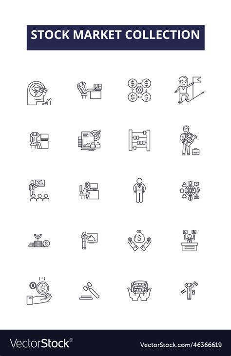 Stock market collection line icons and Royalty Free Vector