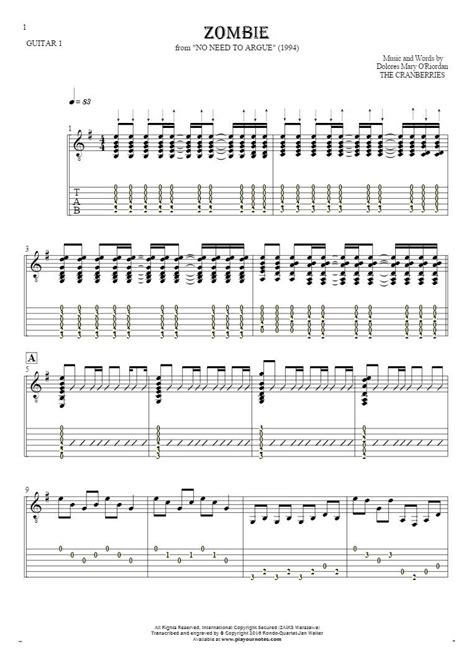 Zombie sheet music by The Cranberries. From album No Need to Argue ...