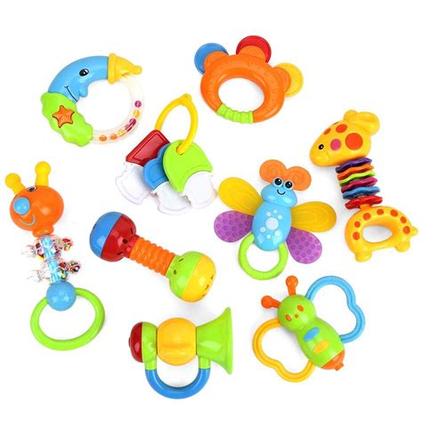 Buy Baby Toys Rattles Teether and Shakers 9 PCS, Baby Newborn Gift Set ...