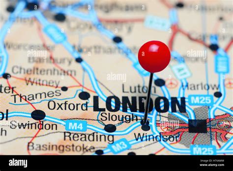 Slough pinned on a map of UK Stock Photo - Alamy