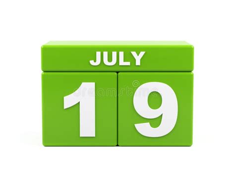 July 19th. Image of July 19, Calendar on White Background. 3d Stock Illustration - Illustration ...