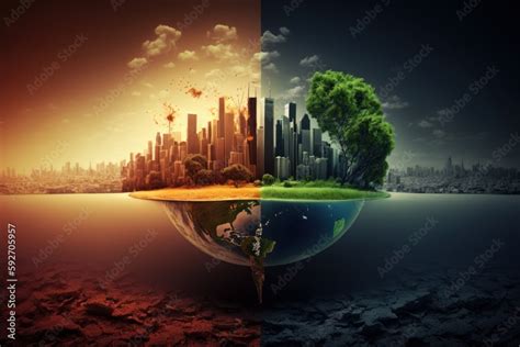 Global warming and climate change concept. Generative AI Stock ...