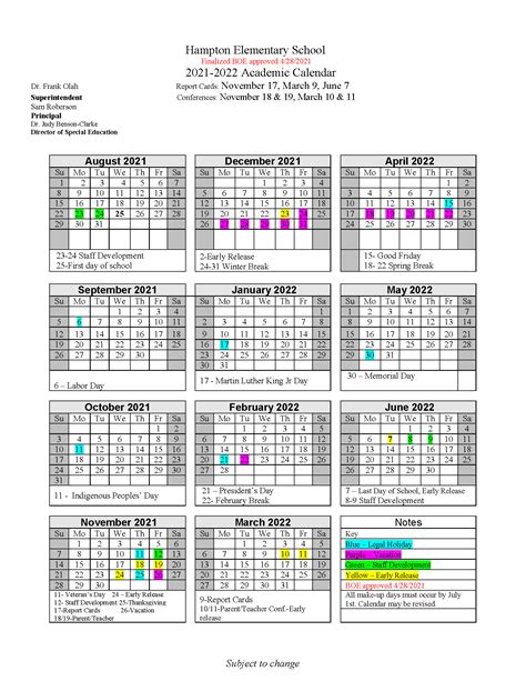 Calendar – Hampton Elementary School