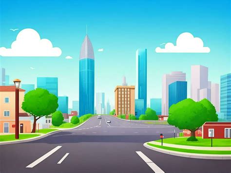 3D Animation Style Free vector City scene with landscape car and ...