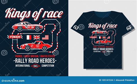 Typography Car Design Classic Rally Race Retro T-shirts Cool Design ...