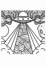 Free Printable Trippy UFO Coloring Page Sheet And Picture For Adults  sketch template
