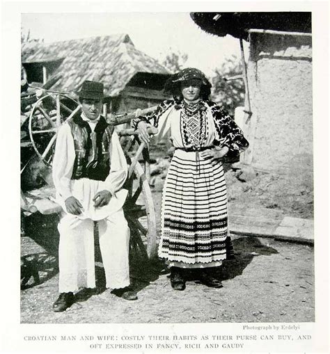 1918 Print Croatian Man Costume Traditional Folk Dress Husband Wife ...