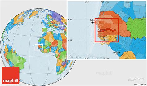 Political Location Map of the Gambia