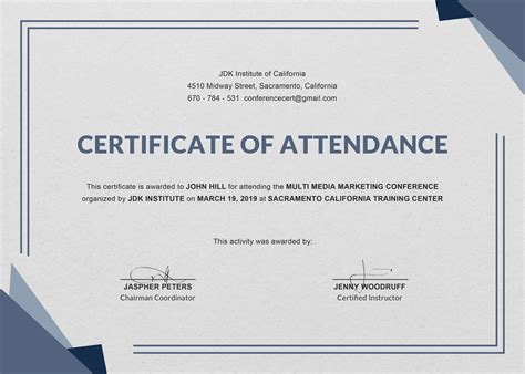 Free Conference Attendance Certificate Template in Adobe Photoshop, Illustrator, InDesign ...