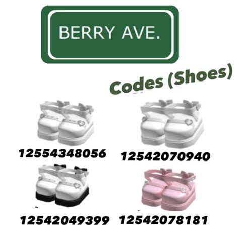 Berry avenue shoe codes