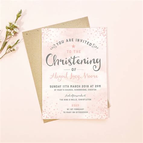 Star Personalised Christening Invitations By Project Pretty