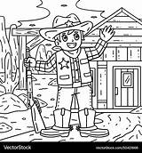 Cowboy sheriff coloring Page For Kids Royalty Free Vector sketch template