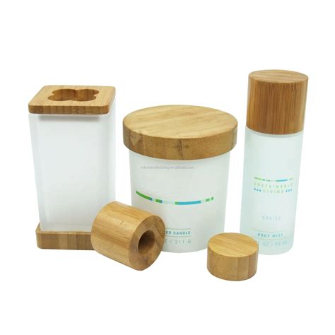 Storage Glass Candle Jars With Smoked Wooden Lids For Candle Making ...