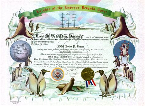 USS Little Rock Antarctic Circle Crossing Certificate