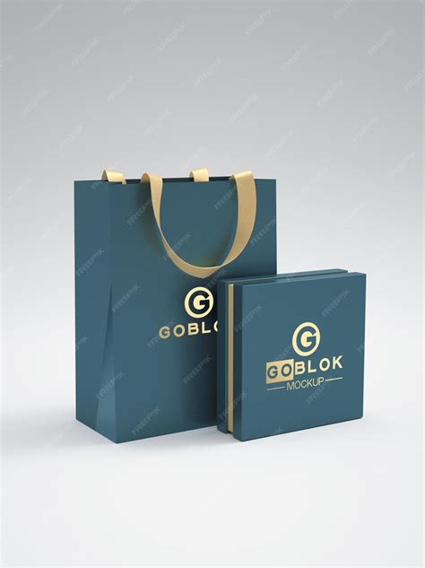 Premium PSD | Shopping bag mockup with gold color logo