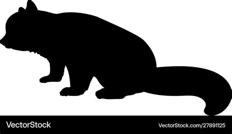 Silhouette little red panda animal feline bear Vector Image