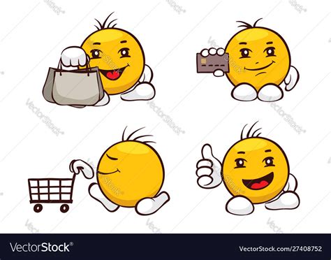 Emoji set - shopping Royalty Free Vector Image