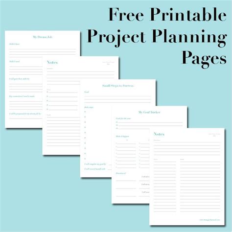 Free Printable Project Planning Pages (including the interesting "My Dream Job" worksheet) Free ...