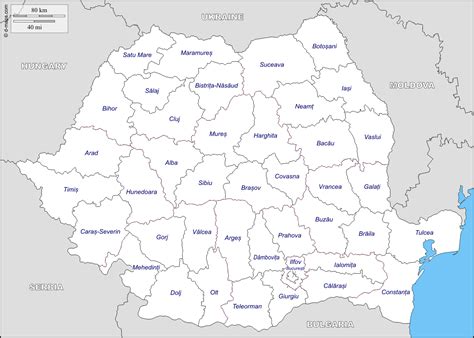 Romania Map With Counties - TravelsFinders.Com