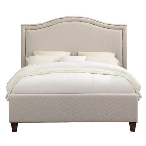 Nailhead Quilted Upholstered King Headboard in Natural White - Walmart ...