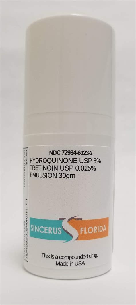 HYDROQUINONE 8% / TRETINOIN 0.025% (Sincerus Florida, LLC): FDA Package Insert