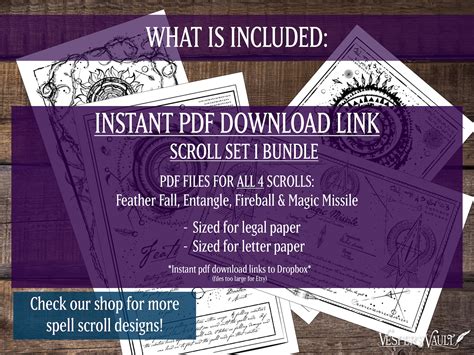 DND Printable Spell Scrolls, Tabletop Prop, Magic, Black & White Design ...