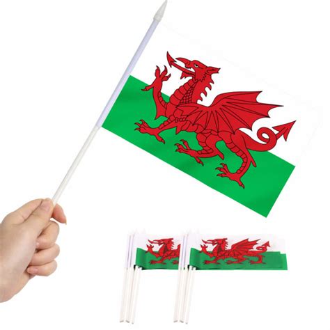 Wales Stick Flags 5x8 inch (Pack of 12) - Anley Flags