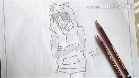 Hoodie Anime Boy Drawing With Mask