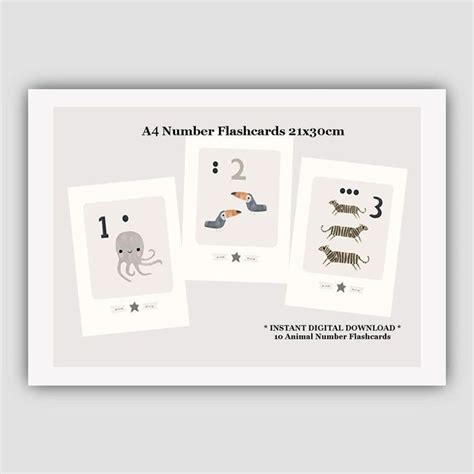 A4 Larger Printable Number Flashcards Printable Counting | Etsy ...