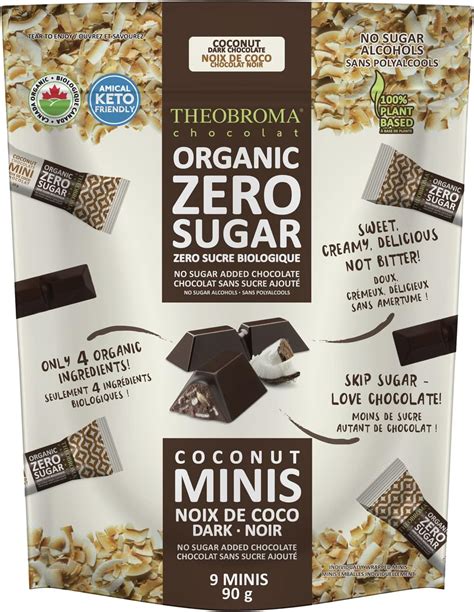 Theobroma Chocolat Organic Sugar Free Dark Chocolate and Coconut Minis - Vegan and Keto Friendly ...