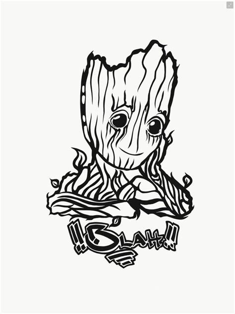 Groot Black And White Outlines - Ryan Wilkins