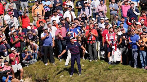 Bryson DeChambeau HITS Ryder Cup fan on leg with wild first tee shot ...