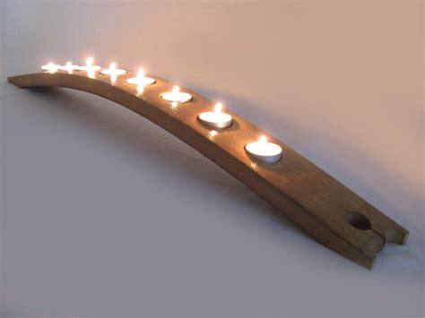 The Sunrise, Finest Oak Wine Barrel Stave Candle Holder 5 or 7 Candles, Elegantly Recycled Wood ...