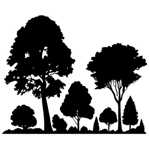 Premium Vector | Group of trees silhouette Tree silhouette vector