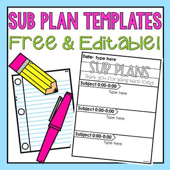 Editable Sub Plans Template by Josies Classroom | TPT