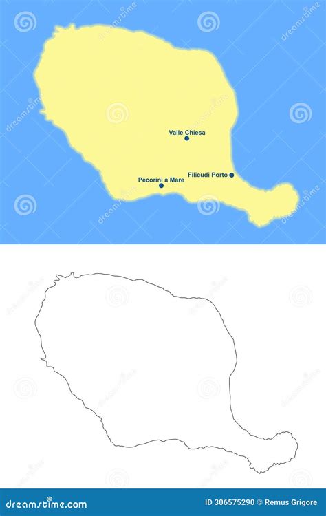 Filicudi Island Map Part Of Aeolian Archipelago - Cdr Format Vector ...