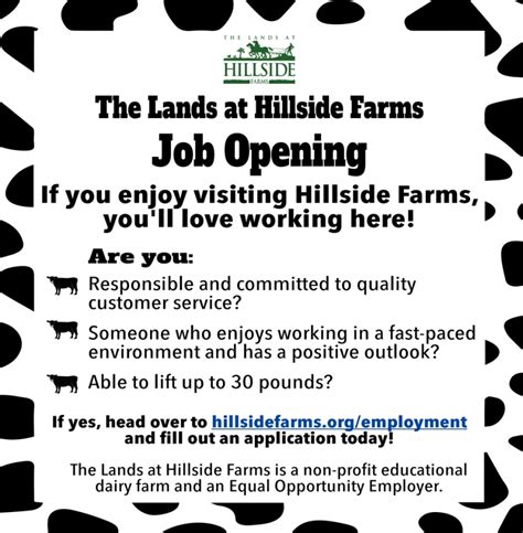 Job Opening, The Lands At Hillside Farms