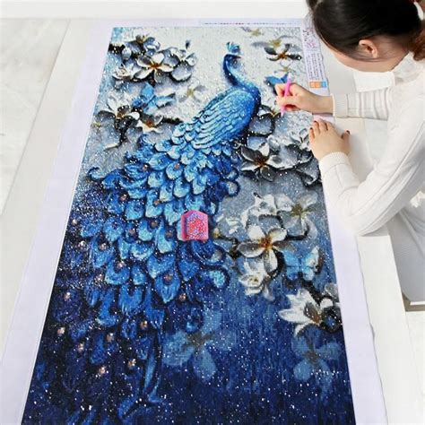 Blue Peacock Diamond Painting round | Diamond paint, Diamond painting ...