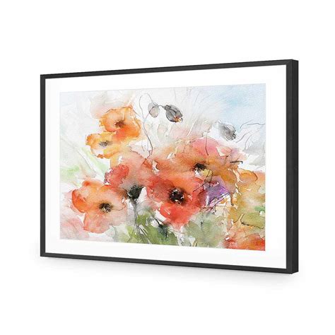 Watercolour Poppies Acrylic Glass Art | Wall Art Designs