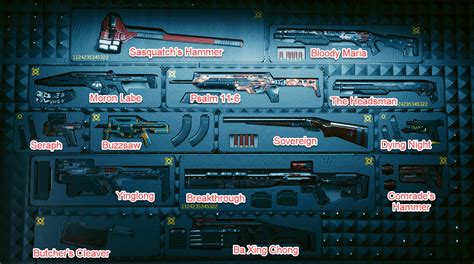 List of all of V's Stash Wall Weapons in 2.0 : r/cyberpunkgame