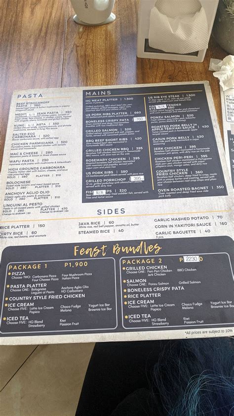 Menu at High Grounds Café cafe, Quezon City