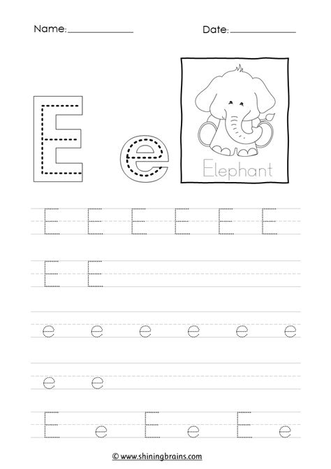 Tracing Letter E e Worksheet