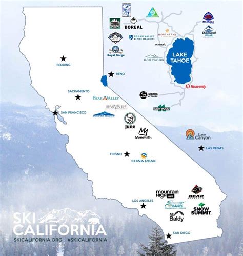 Map Of Ski Resorts In California California Ski Resorts Map New ...