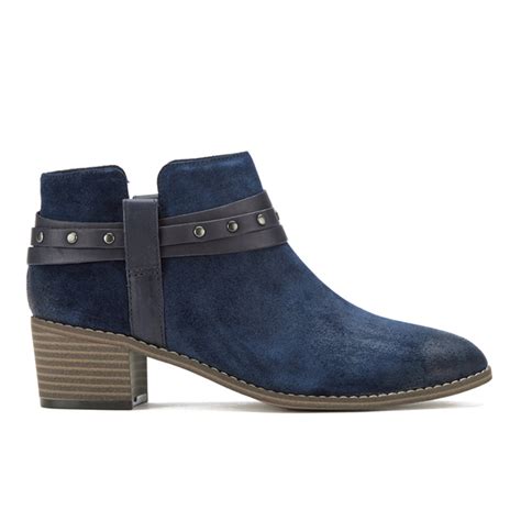 Clarks Women's Breccan Shine Suede Heeled Ankle Boots - Navy | FREE UK ...