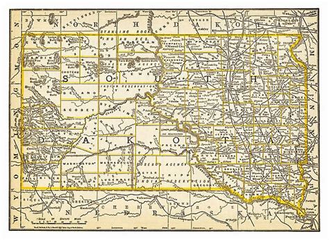 Map of South Dakota 1893 Our beautiful Wall Art and Photo Gifts include ...