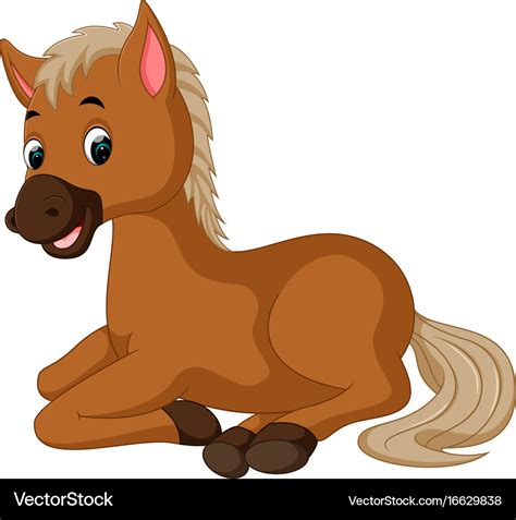 Horse sitting cartoon Royalty Free Vector Image