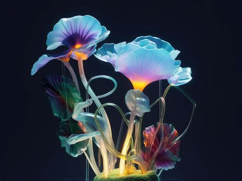 Premium AI Image | A 3d illustration of beautiful glass flowers on ...