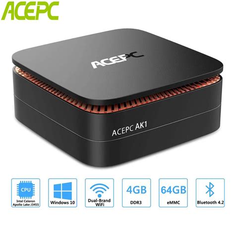 ACEPC AK1 Mini PC Windows 10 Mini computer Intel Celeron J3455 4G 64G 2 ...