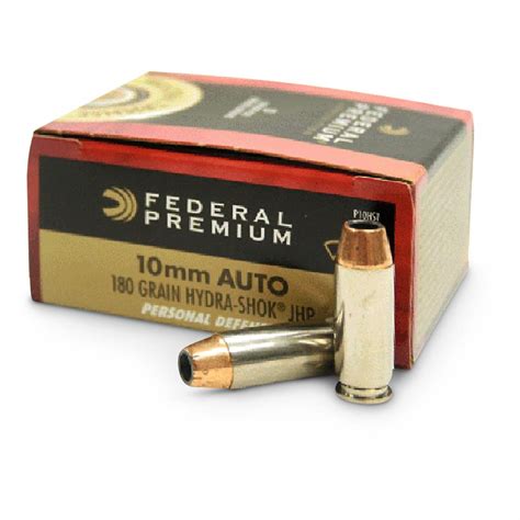 Federal Hydra-Shok, 10mm, Hollow-Point, 180 Grain, 60 Rounds - 224868, 10mm Auto Ammo at ...